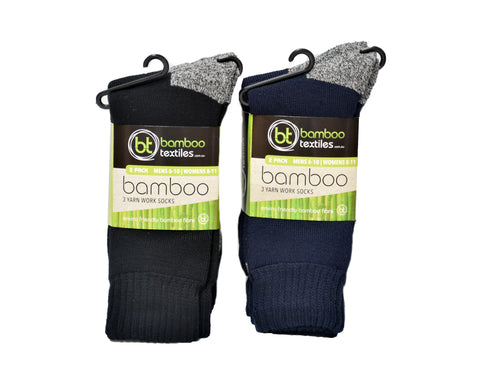 Bamboo 3 Yarn Work Socks with Charcoal Soles 2 pack