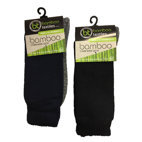 Bamboo 3 Yarn Work Socks with Charcoal Soles